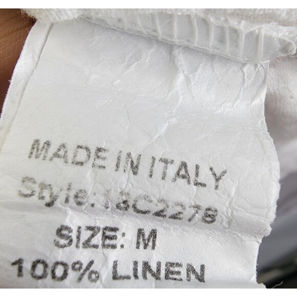 Francesca Bettini Top Women M Medium White Linen Lagenlook Blouse Made In Italy - Picture 6 of 8